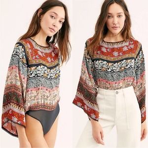 FREE PEOPLE INTIMATELY flared sleeve Sakshi bodysuit S